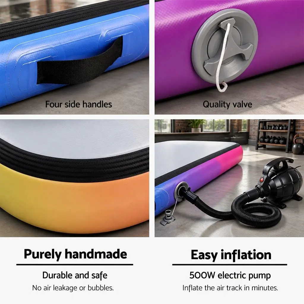 Air Track Mat 4M Inflatable Gymnastics Tumbling Mat with Anti-Slip Surface and Electric Air Pump