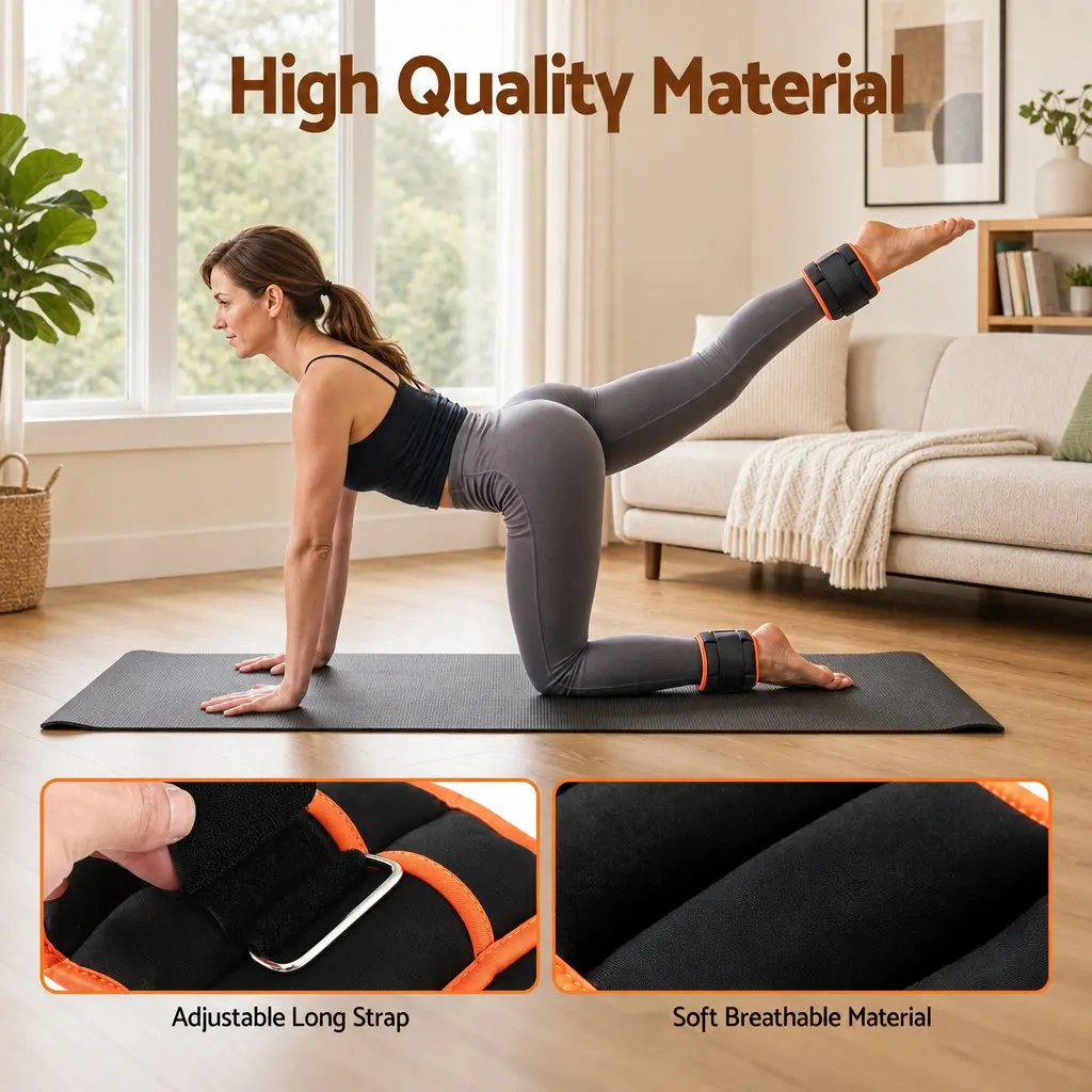 Adjustable Ankle Weights 1 Pair Removable Sandbags Customizable Resistance Home Gym