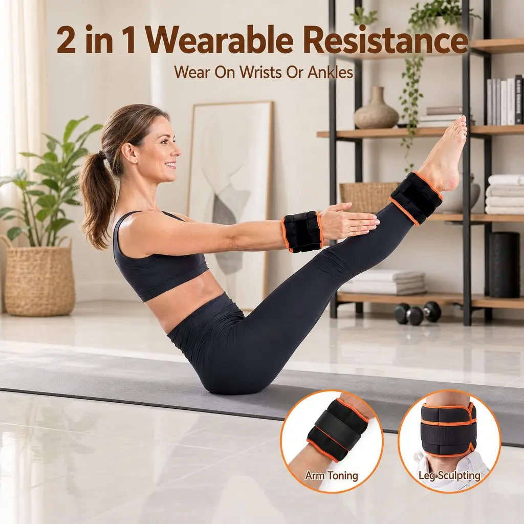 Adjustable Ankle Weights 1 Pair Removable Sandbags Customizable Resistance Home Gym