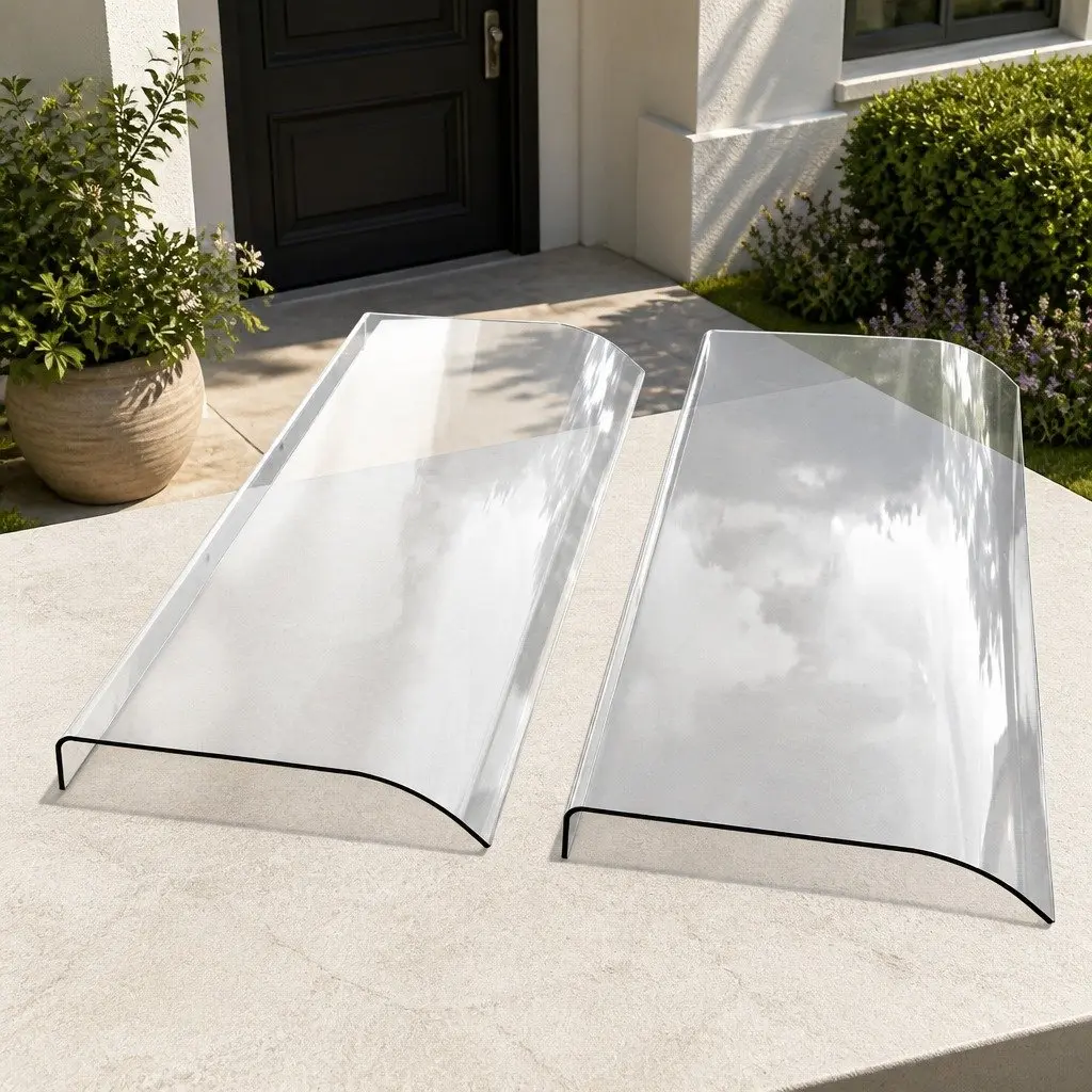Window Door Awning 0.4m x 2m Transparent Polycarbonate Sheet UV Rain Protection