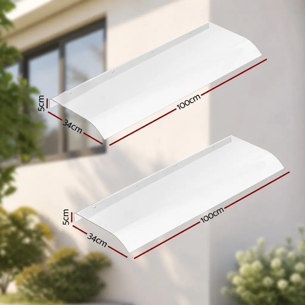 Window Door Awning 0.4m x 2m Transparent Polycarbonate Sheet UV Rain Protection