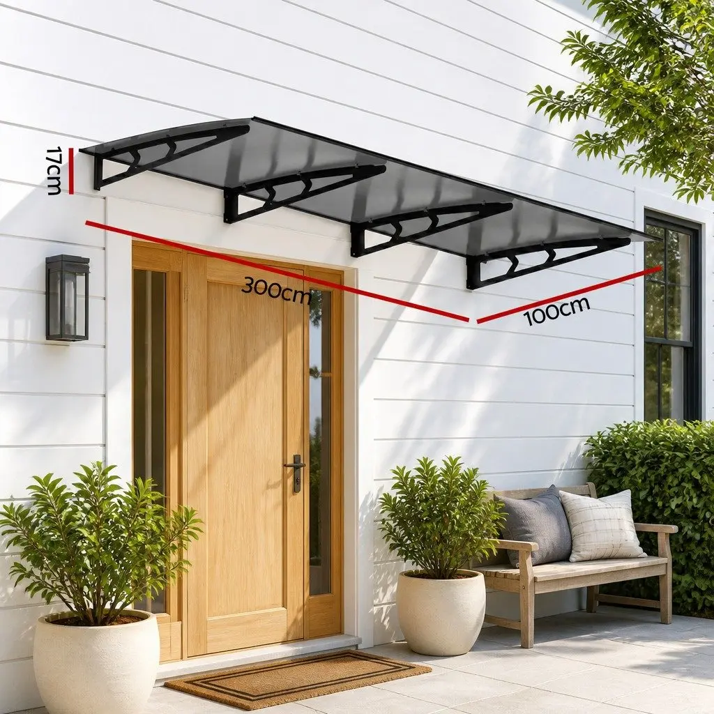 1m x 3m Canopy Awning for Doors and Windows in Grey