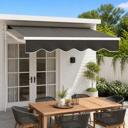 Folding Arm Awning Manual Retractable Sunshade Garden Patio 2m x 1.5m Grey