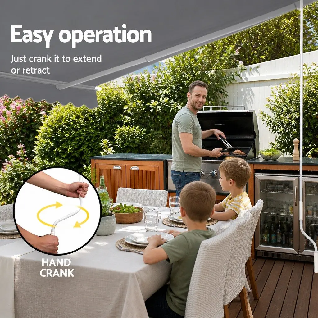Folding Arm Awning 4M x 2.5M Manual Retractable Sunshade Outdoor Patio Garden