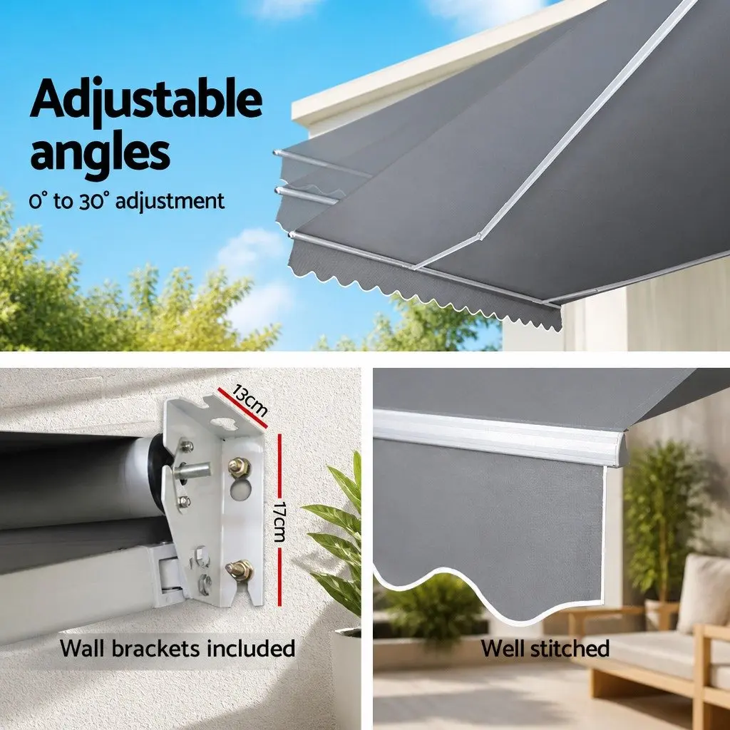Folding Arm Awning 4M x 2.5M Manual Retractable Sunshade Outdoor Patio Garden