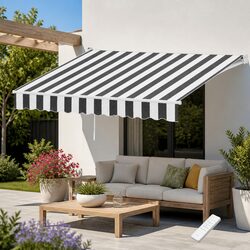 Retractable Folding Arm Awning Motorised Remote Control Sunshade 2.5m x 2m