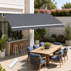 Folding Arm Motorised Awning for Patio 3.5M x 2.5M Grey