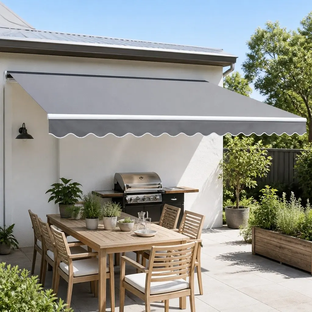 Motorised Retractable Folding Arm Awning 4m x 2.5m UV-Resistant Polyester Fabric Waterproof Shade