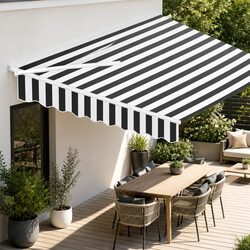 Retractable Folding Arm Awning Motorised Remote Control Sunshade 4M x 3M Grey