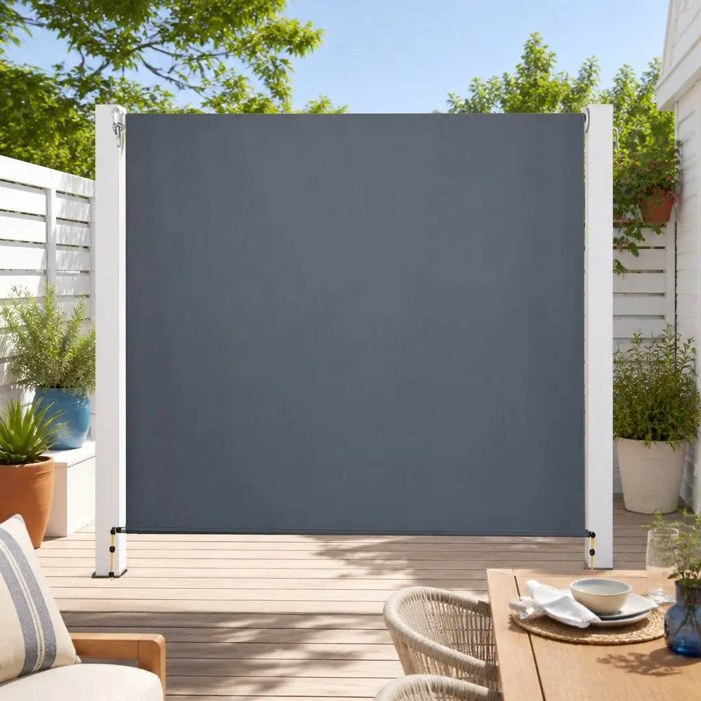 Retractable Awning 2.7M x 2.5M Hand Crank Grey Polyester Shade