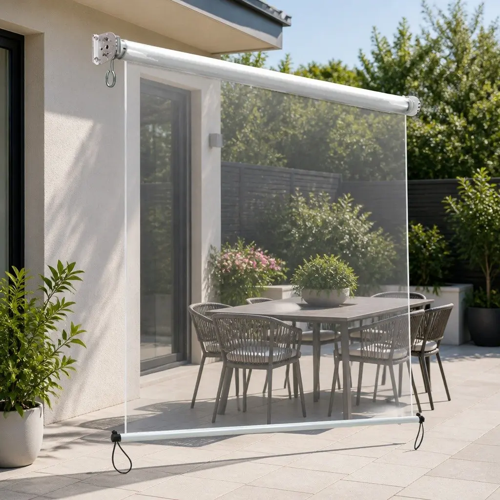 Retractable Outdoor Awning 1.5M x 2.4M Hand Crank Waterproof UV Resistant Aluminium Frame