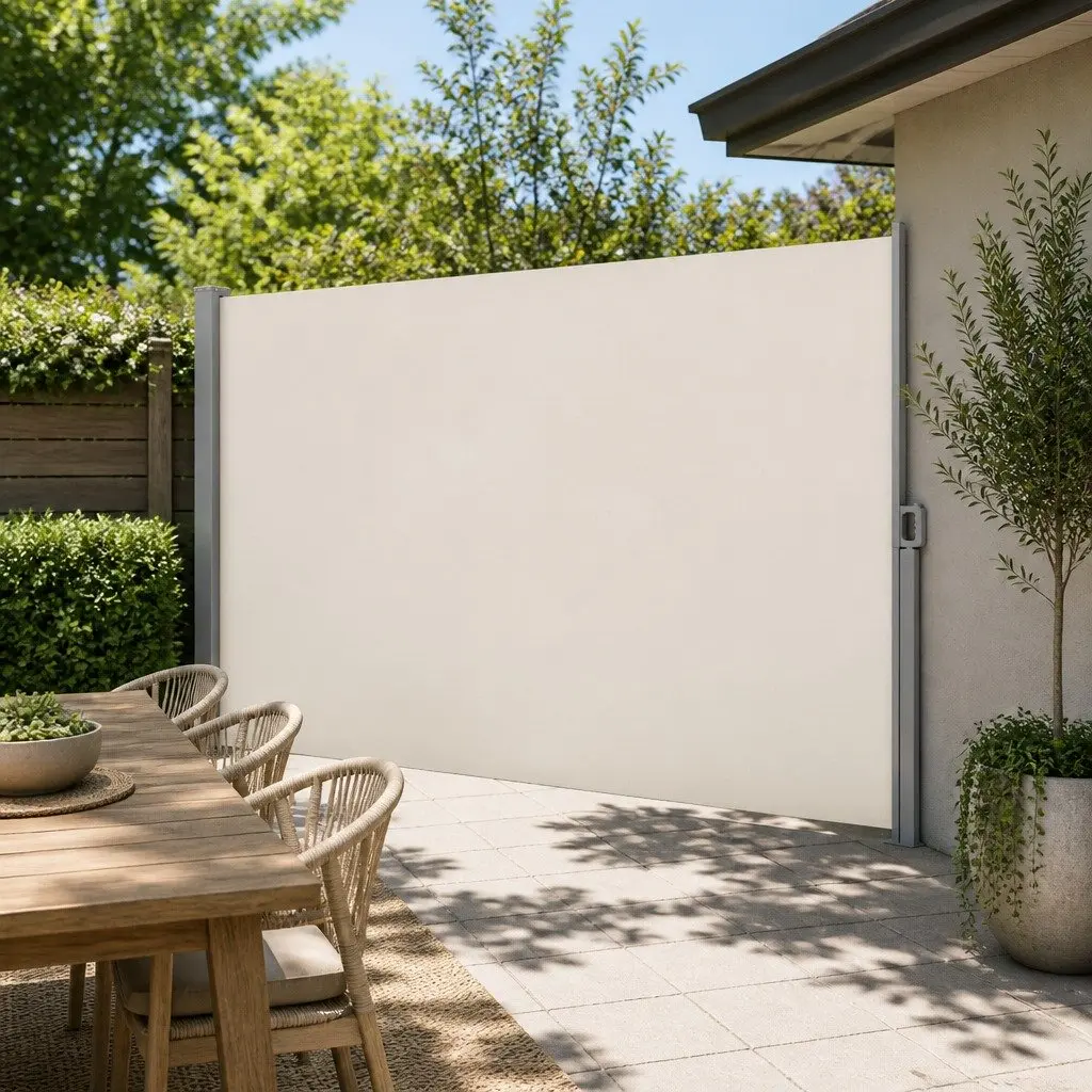 Retractable Side Awning 2m x 3m UV and Tear-Resistant Cream Outdoor Screen
