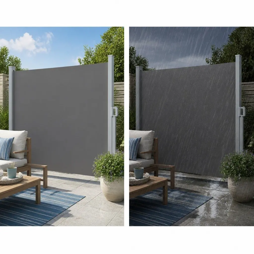 Retractable Side Awning 2M x 3M Grey Outdoor Privacy Screen UV and Tear Resistant Steel Frame