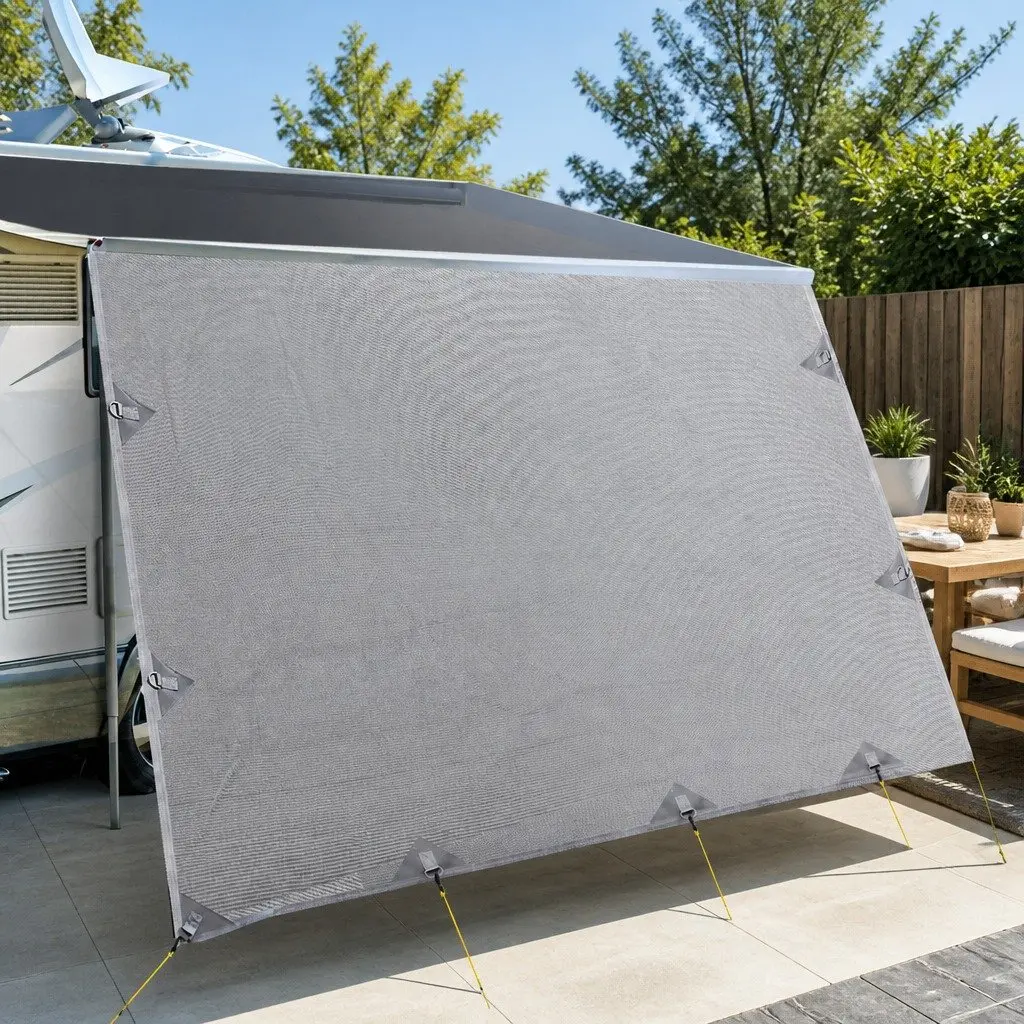 Caravan Privacy Screen 3.7 x 1.95M UV Protected Outdoor Shade Grey