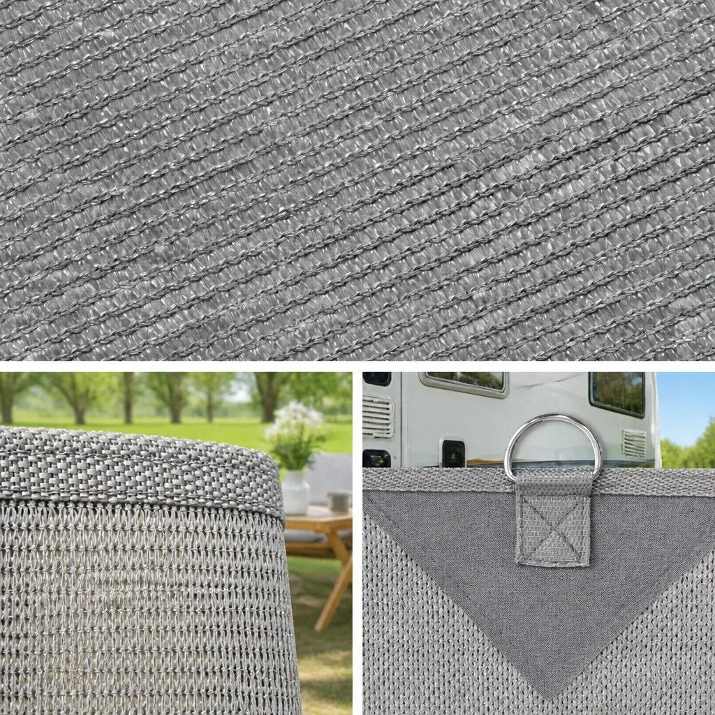 Caravan Privacy Screen 4M x 1.95M UV Protected Roll Out Awning End Wall Side Sun Shade Grey