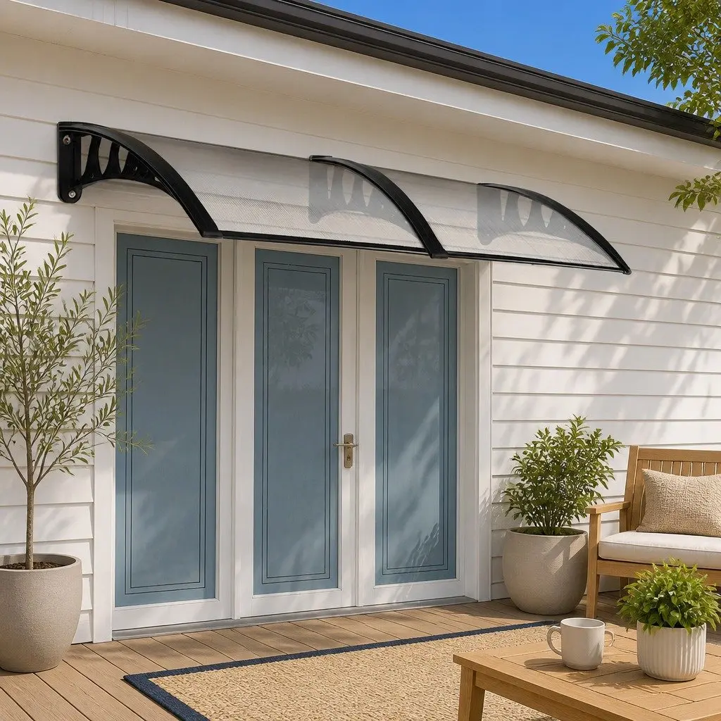 Window Door Awning 1m x 2.4m Transparent PC Panel UV Rain Resistant Shading