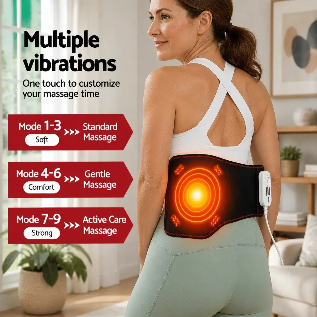 Lumbar Support Belt 124cm Adjustable Airbag Traction Heat Vibration Massage Relief