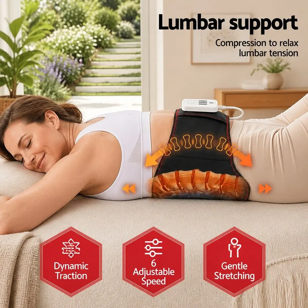 Lumbar Support Belt 124cm Adjustable Airbag Traction Heat Vibration Massage Relief