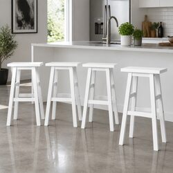 Enhance Your Space with 4 White Wooden Bar Stools