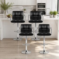 Enhance Your Kitchen with These Black Faux Leather Bar Stools