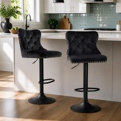 Elevate Your Space with Adjustable Velvet Bar Stools