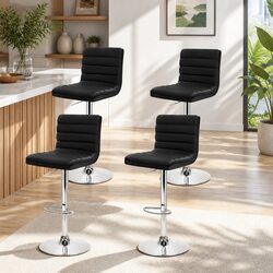 4-Piece Bar Stool Set with Adjustable Height and Swivel
