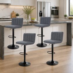 Contemporary Bar Stool Set of 4 in Grey PU Leather
