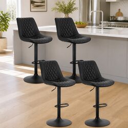Elevate Your Space with 4 Diamond Pattern Bar Stools