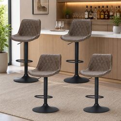Enhance Your Space with Vintage Brown Adjustable Bar Stools Set of 4