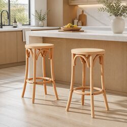 Stylish Rattan Bar Stools - Set of 2 for Dining Spaces