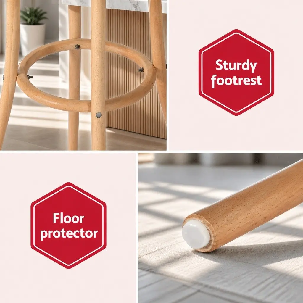 Bar Stools Set of 2 Rattan Seat Beechwood Frame Kitchen Dining Room Furniture Pine