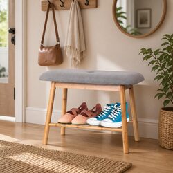 Stylish Shoe Storage Bench with Fabric Top for Entryways