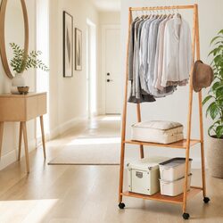Stylish Bamboo Clothes Rack with Wheels for Your Home