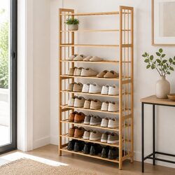Elegant Bamboo Shoe Rack Cabinet for a Stylish Entryway