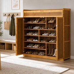 Stylish 7-Shelf Bamboo Shoe Storage Cabinet