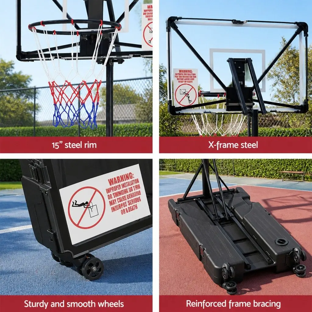 Portable Basketball Hoop System Adjustable Foldable Stand 0.94m to 2.07m Height