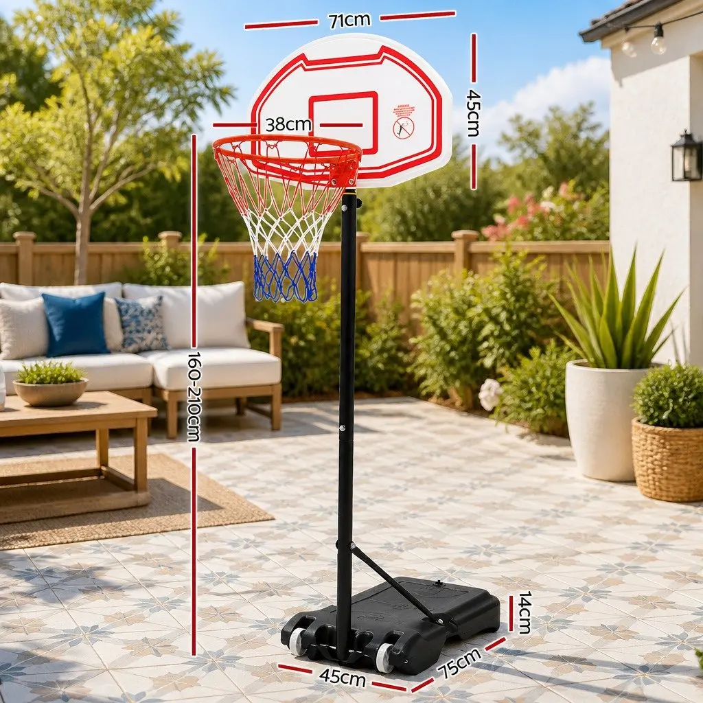 Basketball Hoop Stand System Adjustable 1.6M to 2.1M Portable Kids Youth Shatterproof Backboard Heavy-Duty Base Roller Wheels