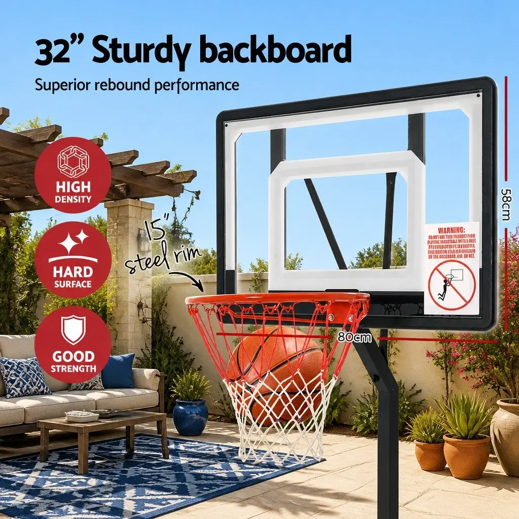Basketball Hoop Stand System Adjustable 2.1m to 2.6m Portable Sturdy Steel Frame with Shatterproof Backboard and Heavy-Duty Base