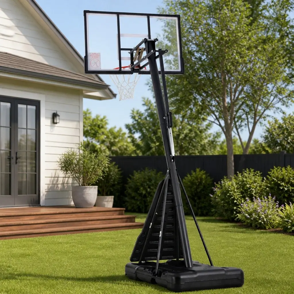 Basketball Hoop Stand System 3.05M Portable Height Adjustable with 50 Inch Polycarbonate Backboard and Reinforced Steel Frame