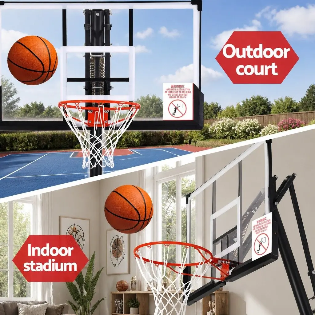 Basketball Hoop Stand System 3.05M Portable Height Adjustable with 50 Inch Polycarbonate Backboard and Reinforced Steel Frame
