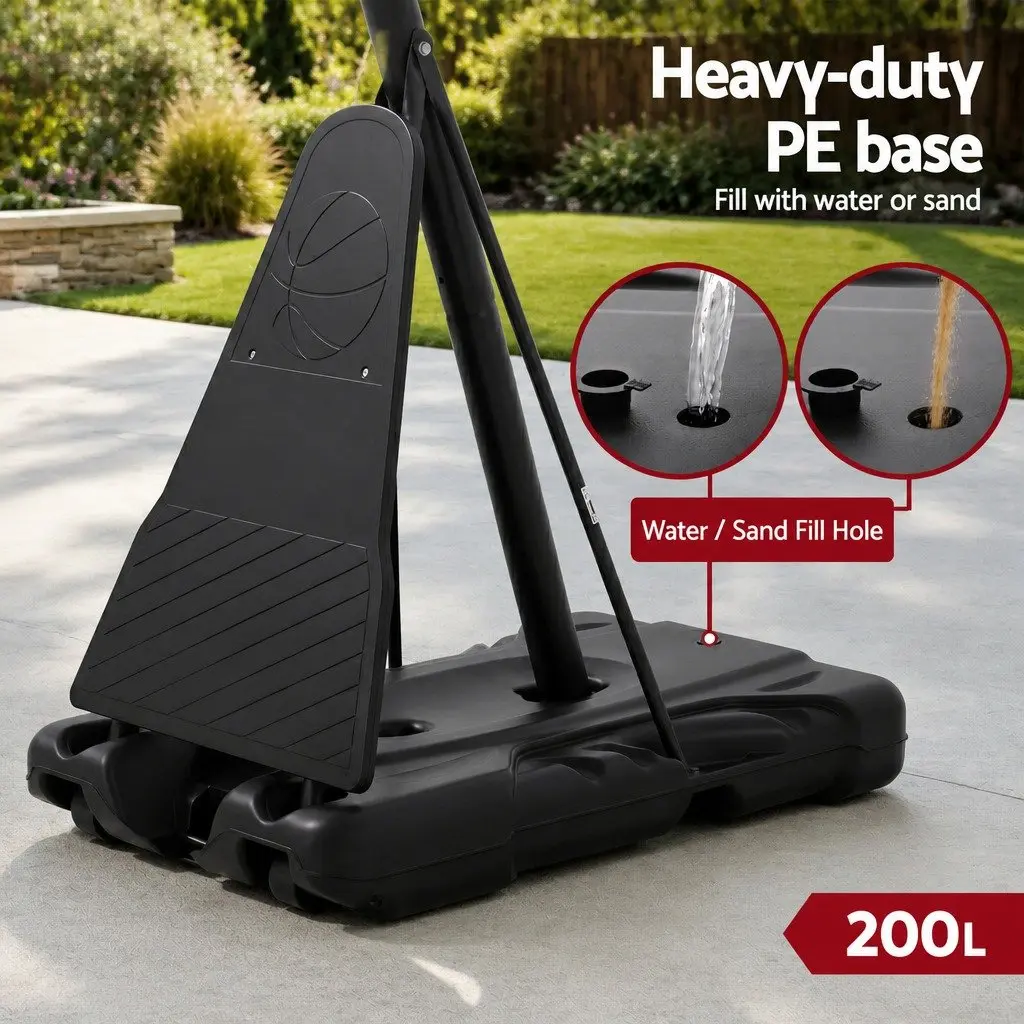 Basketball Hoop Stand System 3.05M Portable Height Adjustable with 50 Inch Polycarbonate Backboard and Reinforced Steel Frame