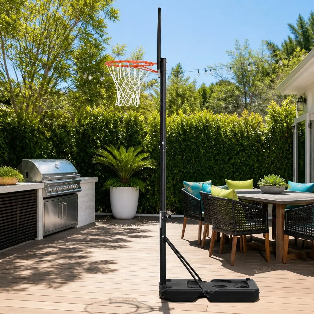 Basketball Hoop Stand Portable Height Adjustable 1.1m to 3.05m Wheeled Base