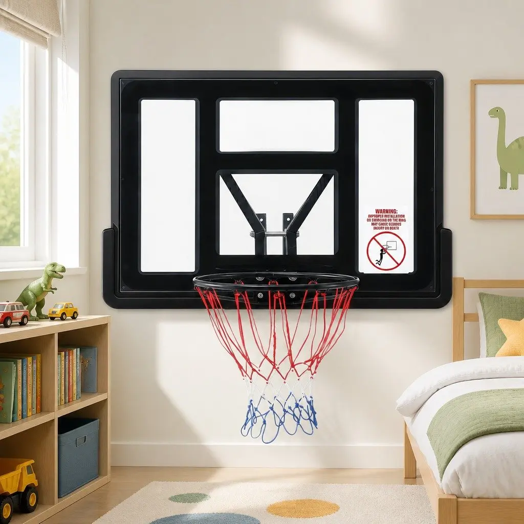 Wall Mount Basketball Hoop 43 Inch Indoor Outdoor Kids Sports Game