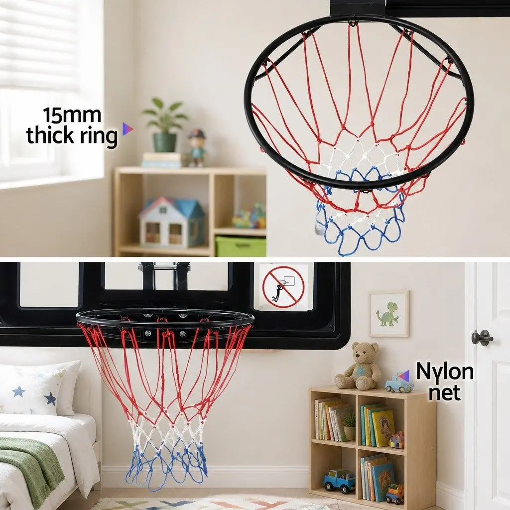 Wall Mount Basketball Hoop 43 Inch Indoor Outdoor Kids Sports Game