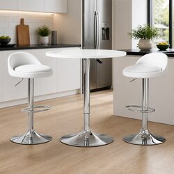 Bar Table and Stools Set Dining Desk Kitchen Chairs Cafe Pub White Contemporary
