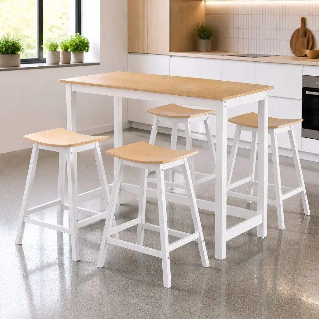 Bar Table and Stools Set Dining Kitchen Chairs Solid Wood Legs Cafe Pub Bar