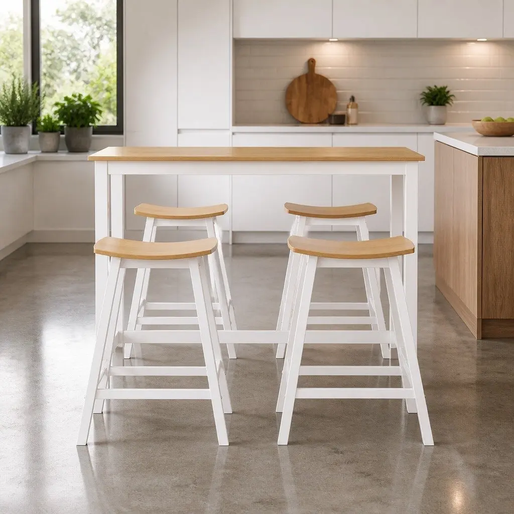 Bar Table and Stools Set Dining Kitchen Chairs Solid Wood Legs Cafe Pub Bar