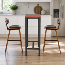 Bar Table and Stools Set Dining Kitchen Cafe Pub 1 Table 2 Chairs Walnut Black