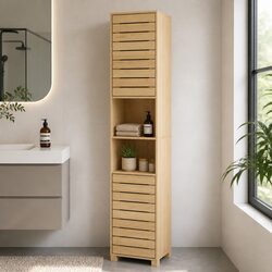 Tall Bathroom Cabinet Storage 165cm Freestanding Cupboard Adjustable Shelves