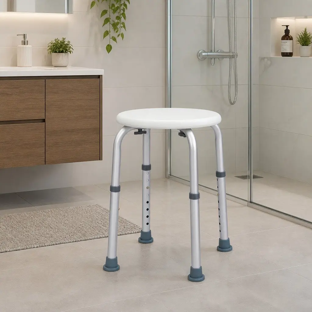 Adjustable Shower Chair 35-53cm Non Slip Safety Bathroom Stool